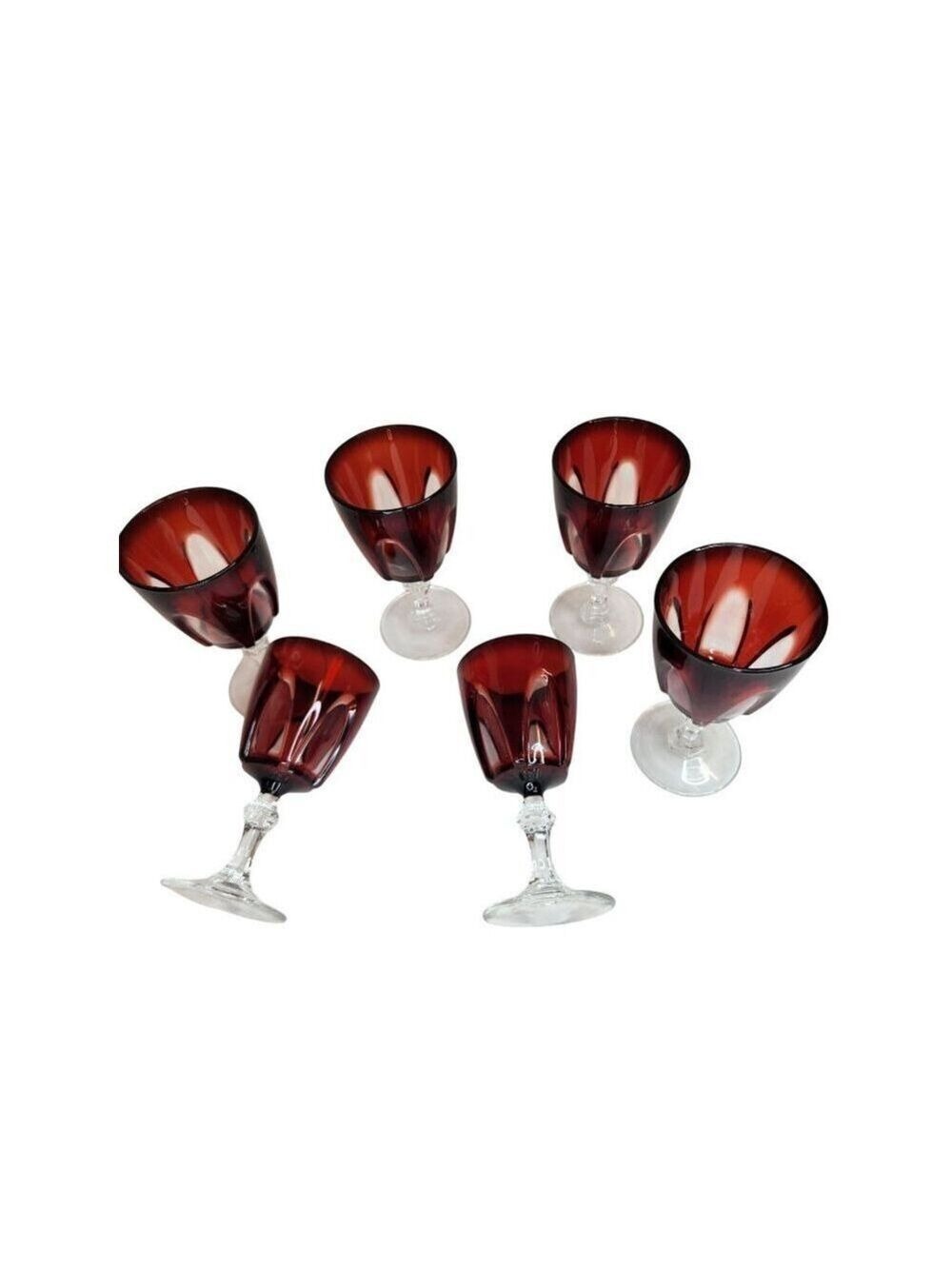 Cristal DArques Durand Ruby Wine Glasses Set Of 6 Gothic Arches Discontinued - Picture 3 of 12